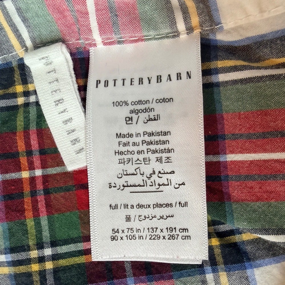 Pottery Barn Sheets Flat & Fitted Full Stewart Plaid Cotton Bedding Holidays - Picture 5 of 5